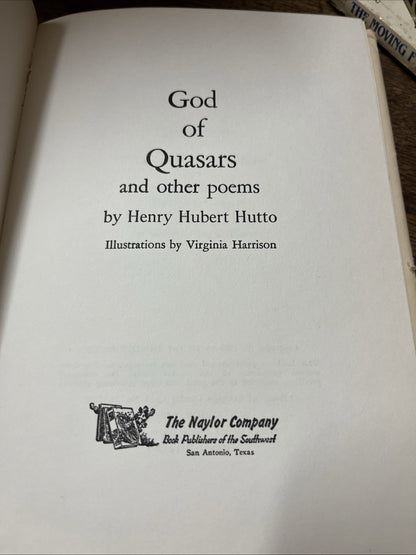 God of Quasars and Other Poems by Henry Hubert Hutto HC/DJ Signed by Author 1975