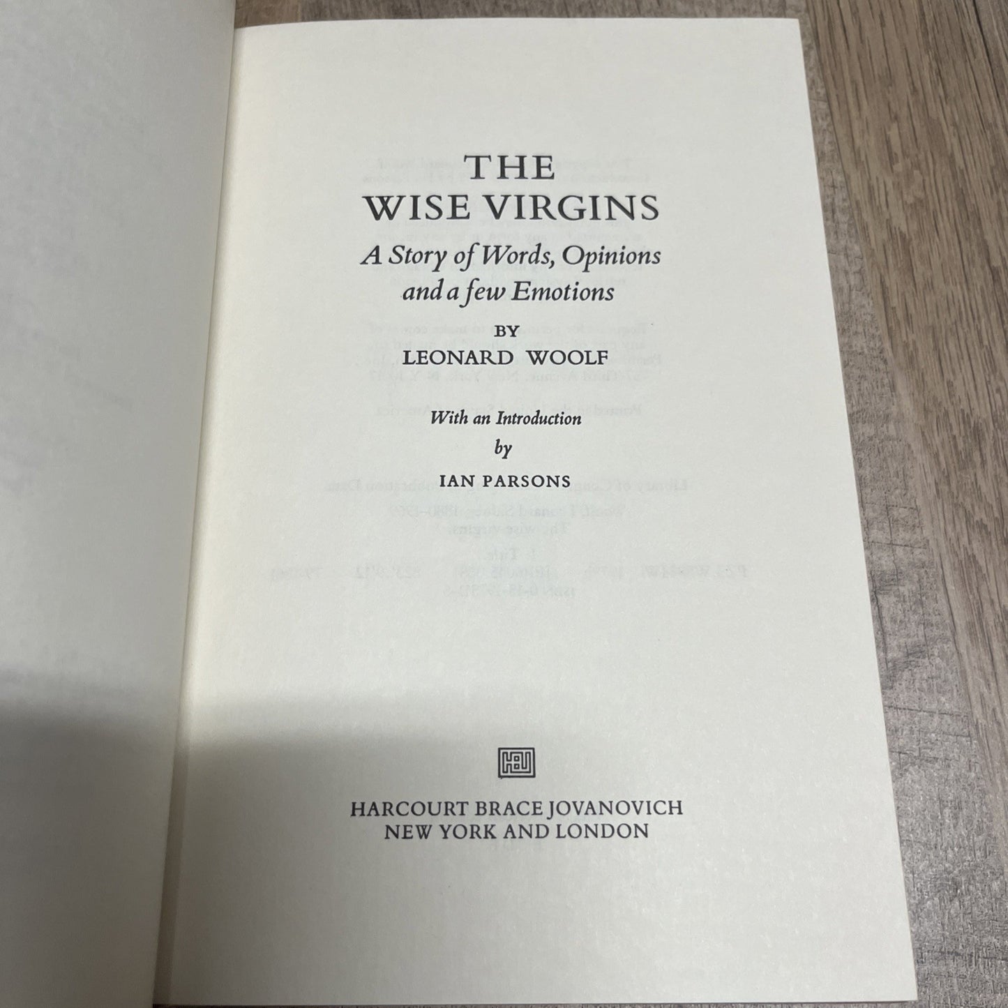 Leonard Woolf The Wise Virgins A Novel Introduction By Ian Parsons 1979