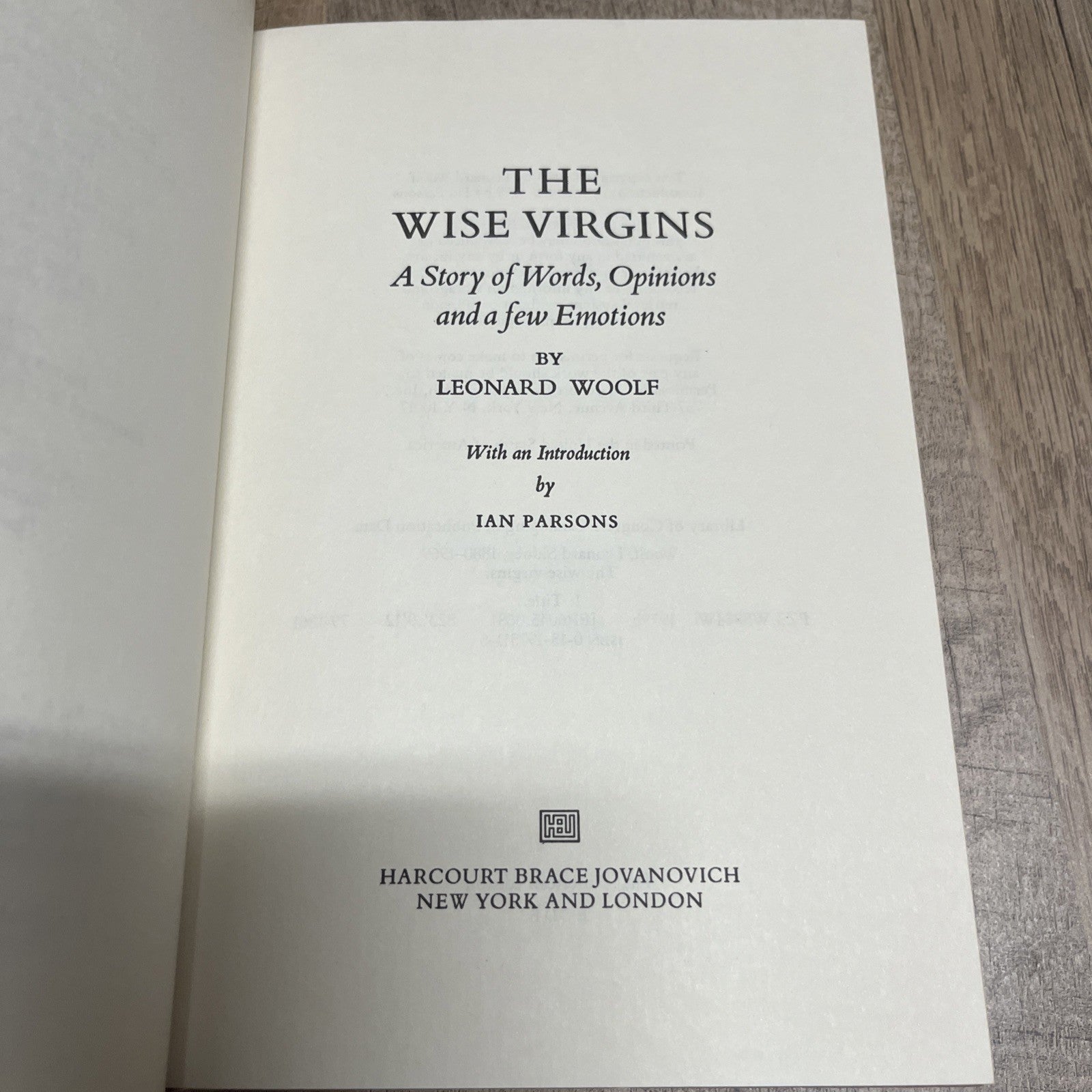 Leonard Woolf The Wise Virgins A Novel Introduction By Ian Parsons 1979