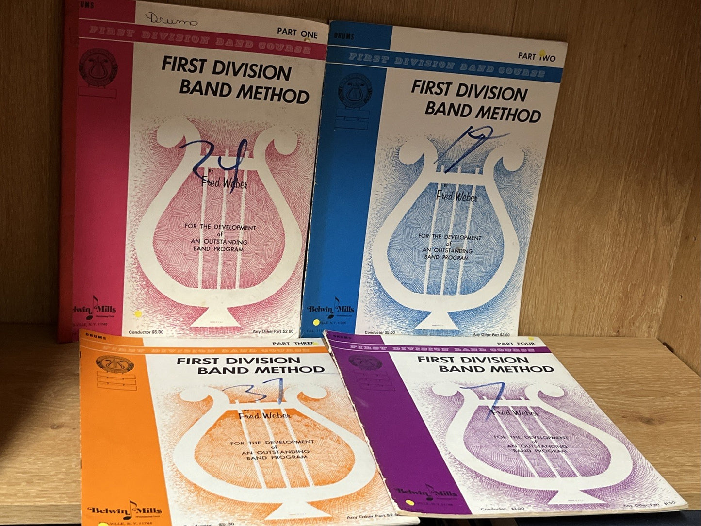 First Division Band Method Drum Sheet Book Lot Volume 1 - 4  (1960s)