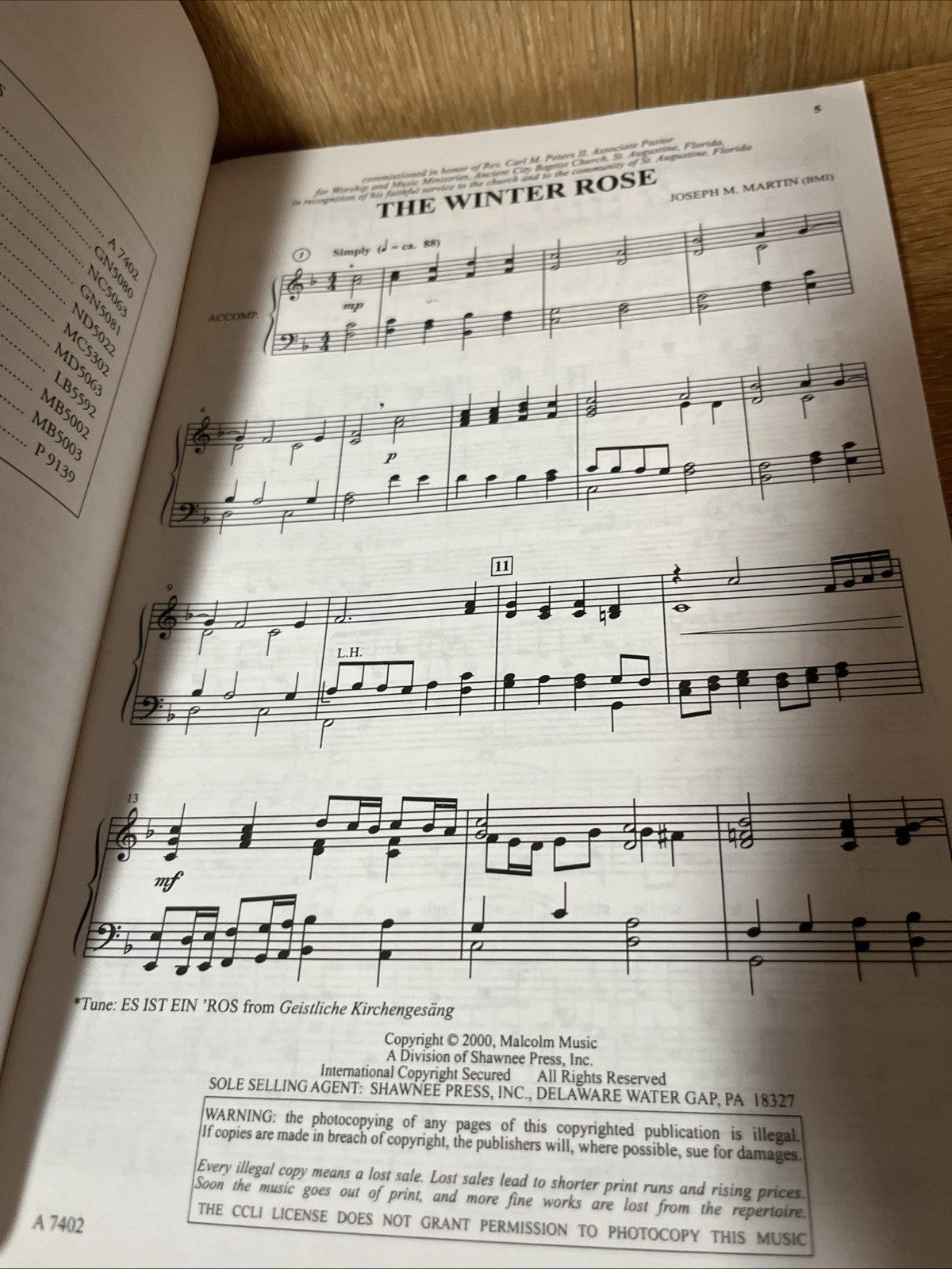 The Winter Rose Composed by Joseph M. Martin No CD
