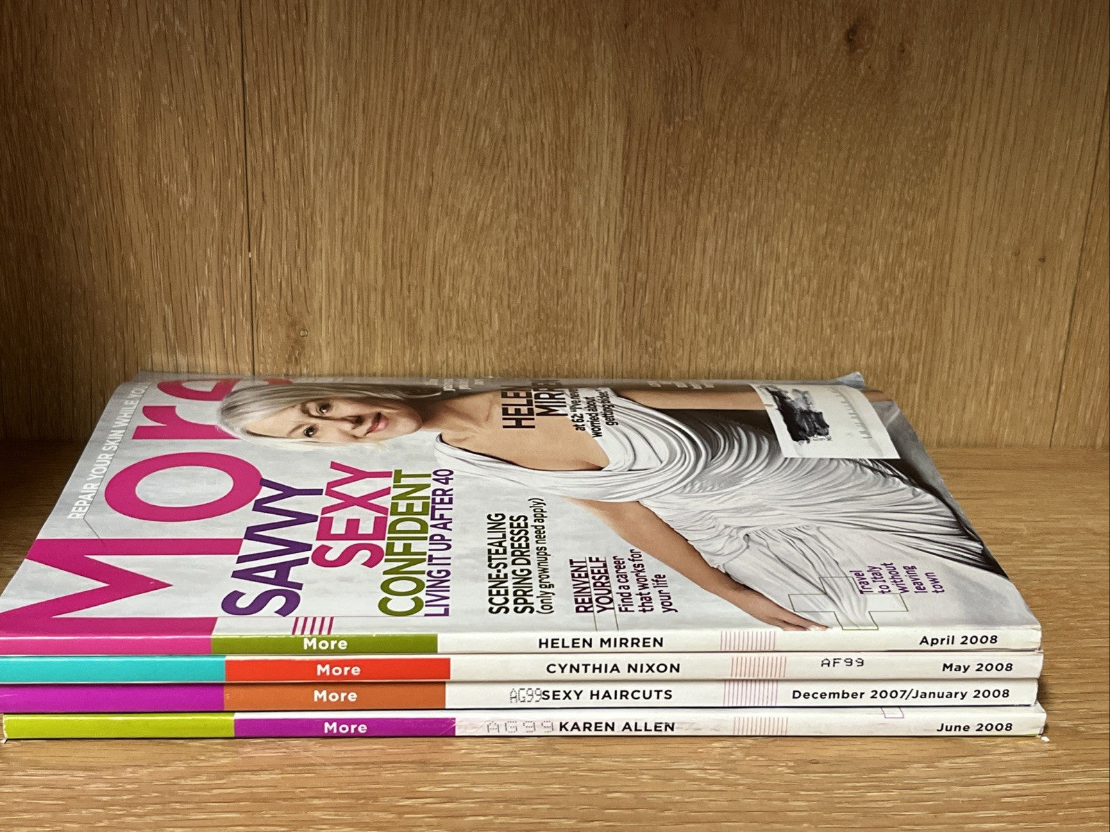 4 Pc MORE MAGAZINE, HELEN MIRREN, CYNTHIA NIXON, DANA DELANY, KAREN ALLEN 2008