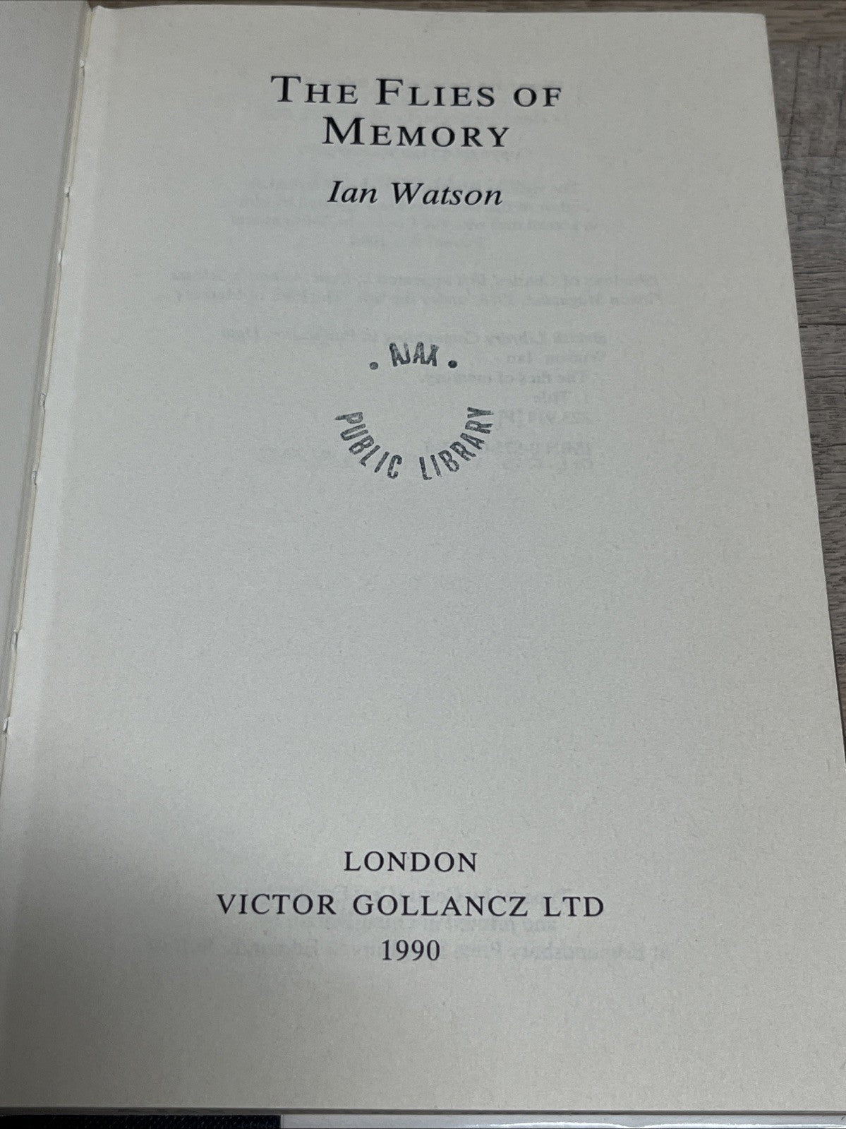 The Flies of Memory by Ian Watson ( UK Edition)