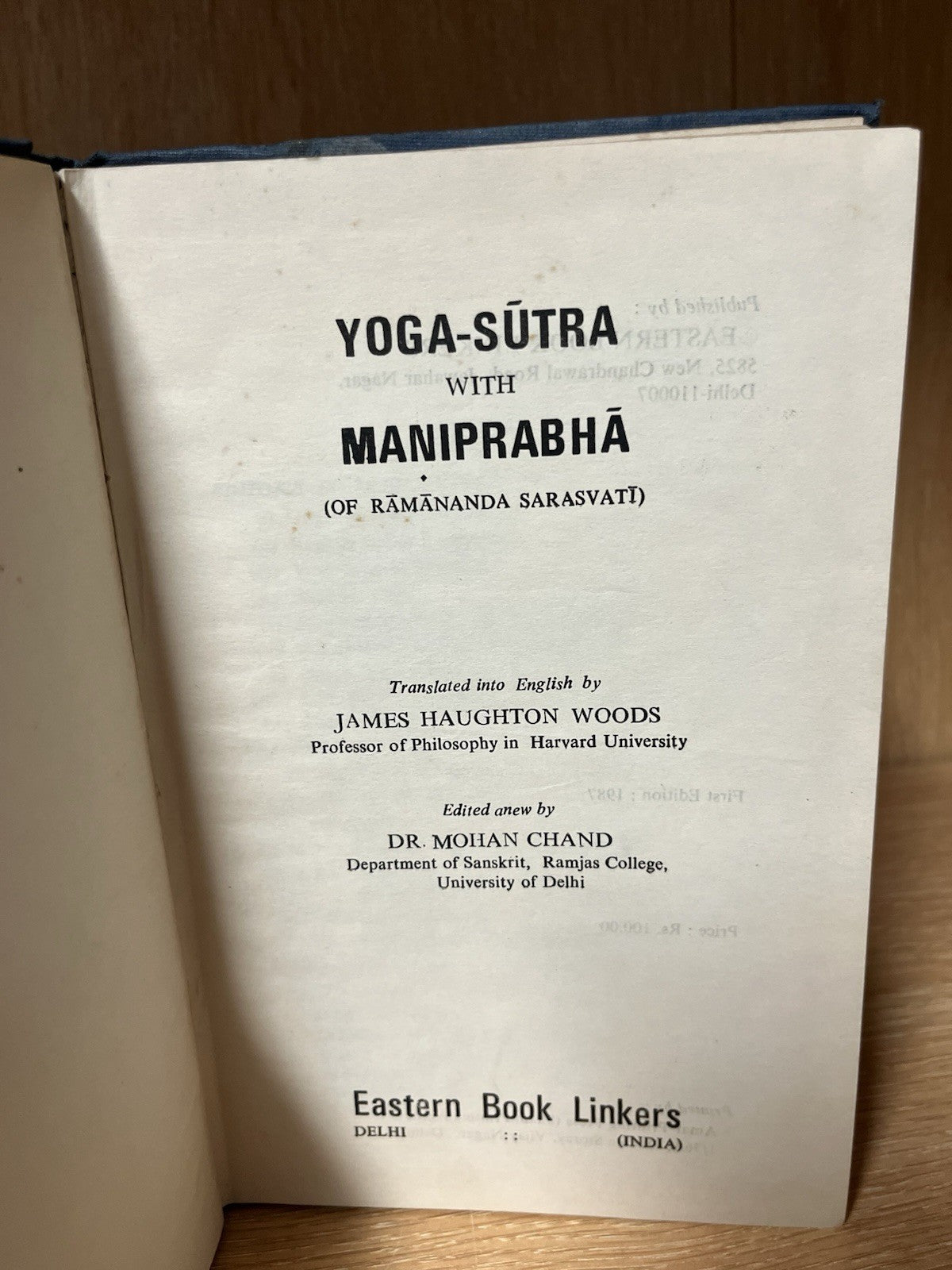 YOGA-SŪTRA WITH MANIPRABHA (OF RAMANANDA SARASVATI)