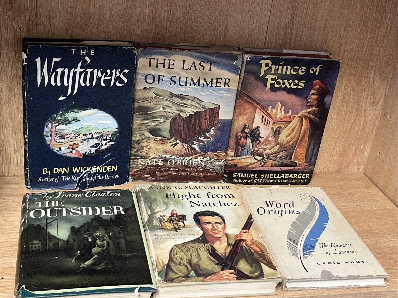 Lot of 6 old hardcover books vintage /Flight From Natchez, Wayfarers & More