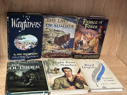 Lot of 6 old hardcover books vintage /Flight From Natchez, Wayfarers & More