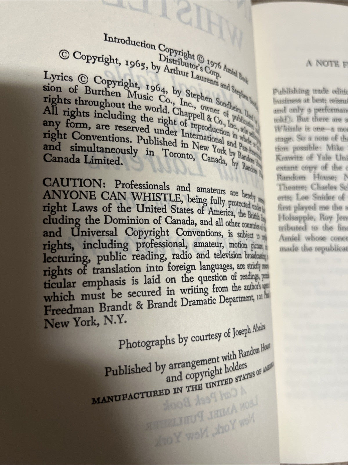 Anyone Can Whistle by Laurents & Sondheim (1976, Hardcover) NF in NF DJ