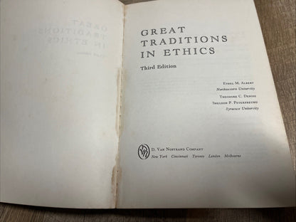 Great Traditions in Ethics 3rd Ed 1975 Paperbackby Albert Denise  Philosophy 