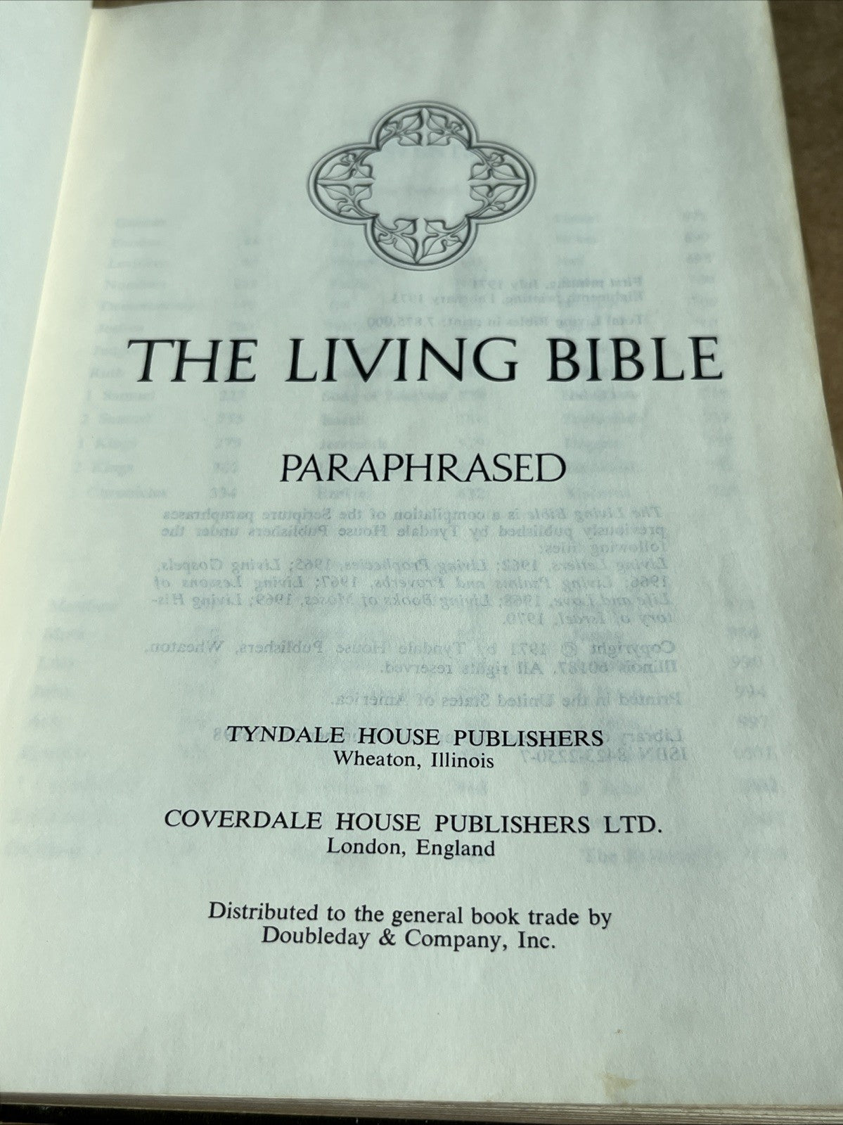 The Living Bible Paraphrased Tyndale 1973