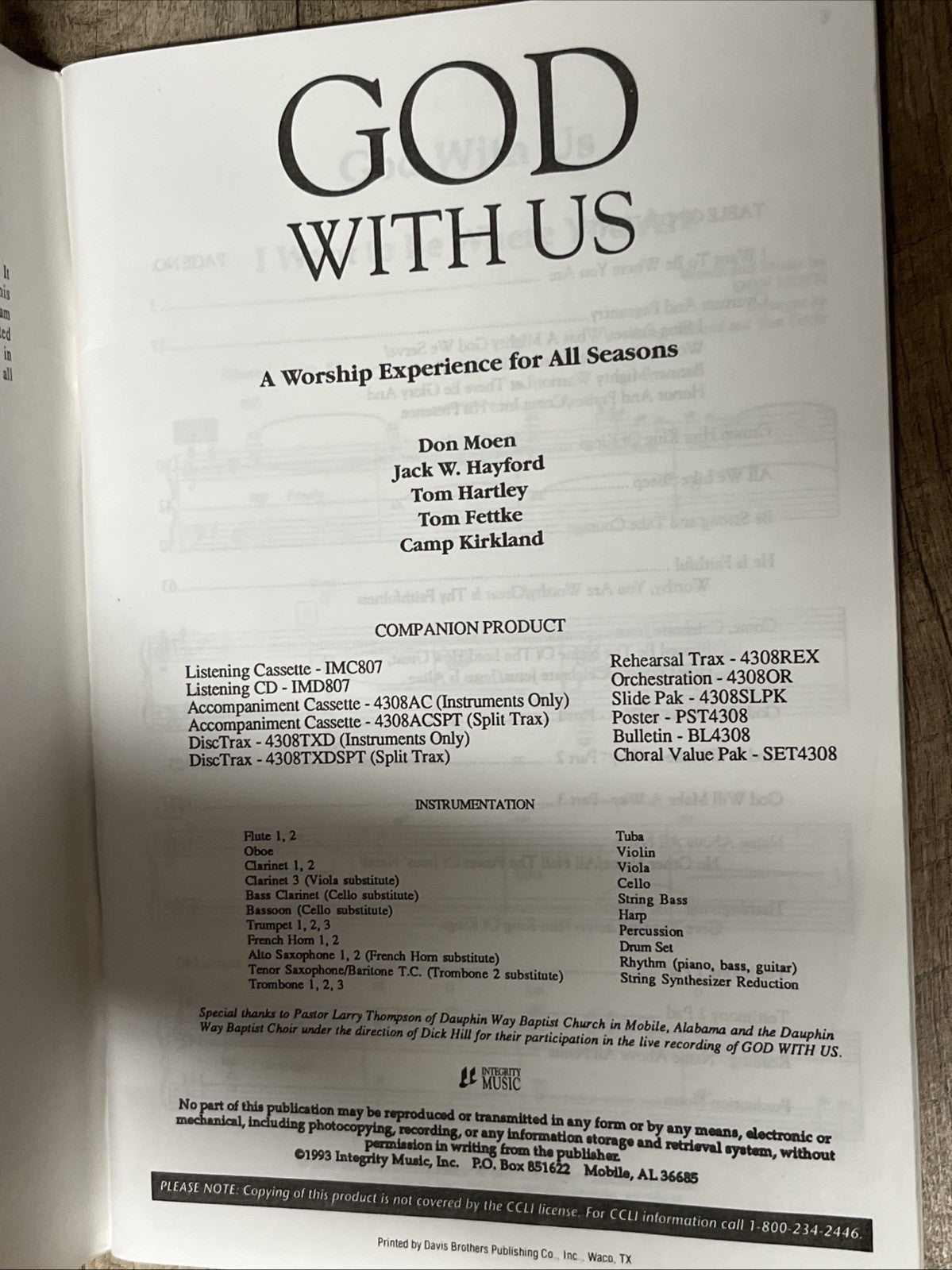 GOD IN US SHEET MUSIC BOOK - WORSHIP EXPERIENCE - DON MOEN / FETTKE ETC