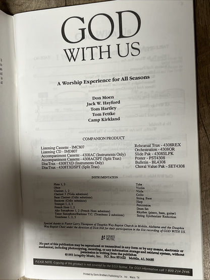 GOD IN US SHEET MUSIC BOOK - WORSHIP EXPERIENCE - DON MOEN / FETTKE ETC