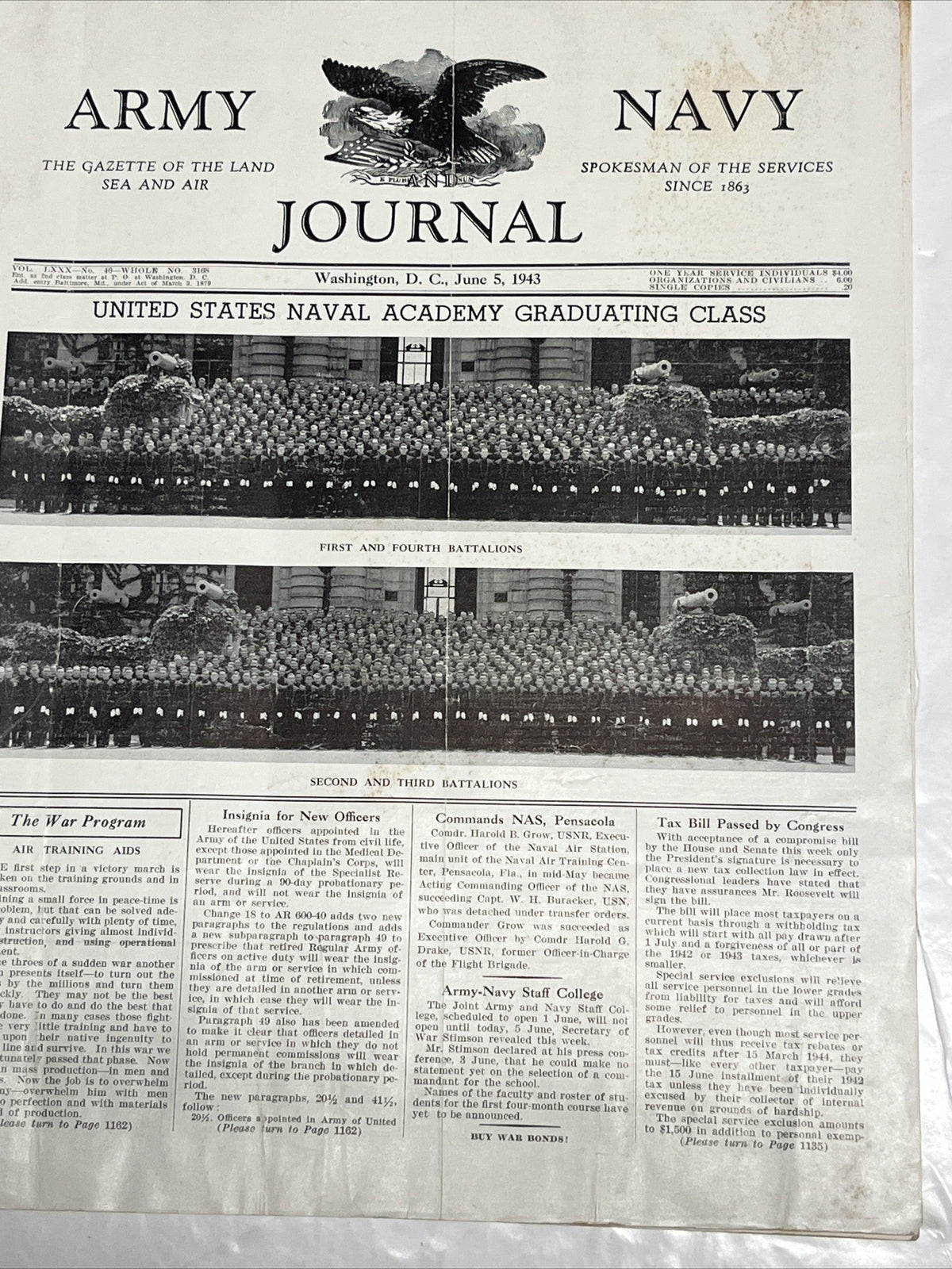 Army Navy Journal Washington DC Vol. 80, No 40, June 5, 1943￼