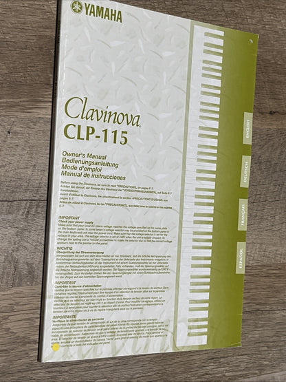 Yamaha Clavinova CLP-115 Digital Piano Keyboard Original User Owner's Manual.