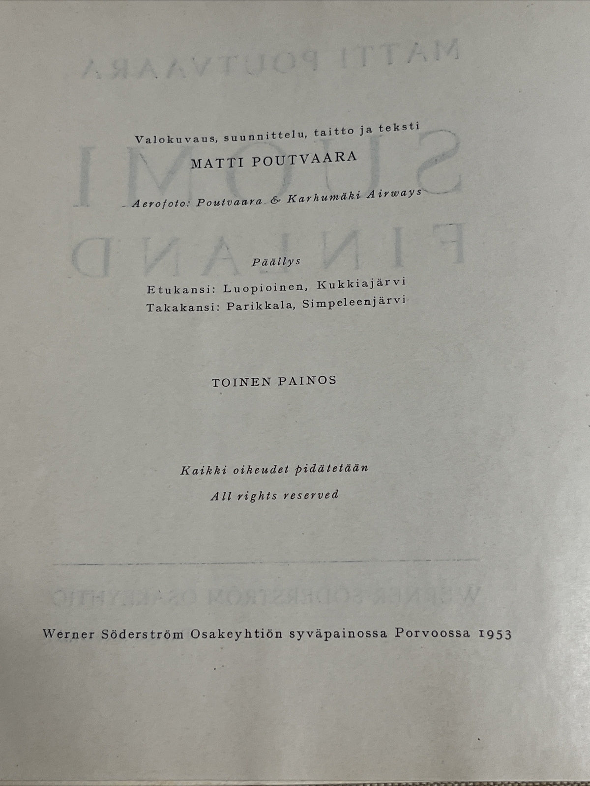 Matti Poutvaara Suomi Finland - 1953 with Maps
