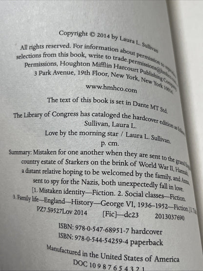 LOVE BY THE MORNING STAR By Laura L. Sullivan **Good Condition** 2014 EX-LIB