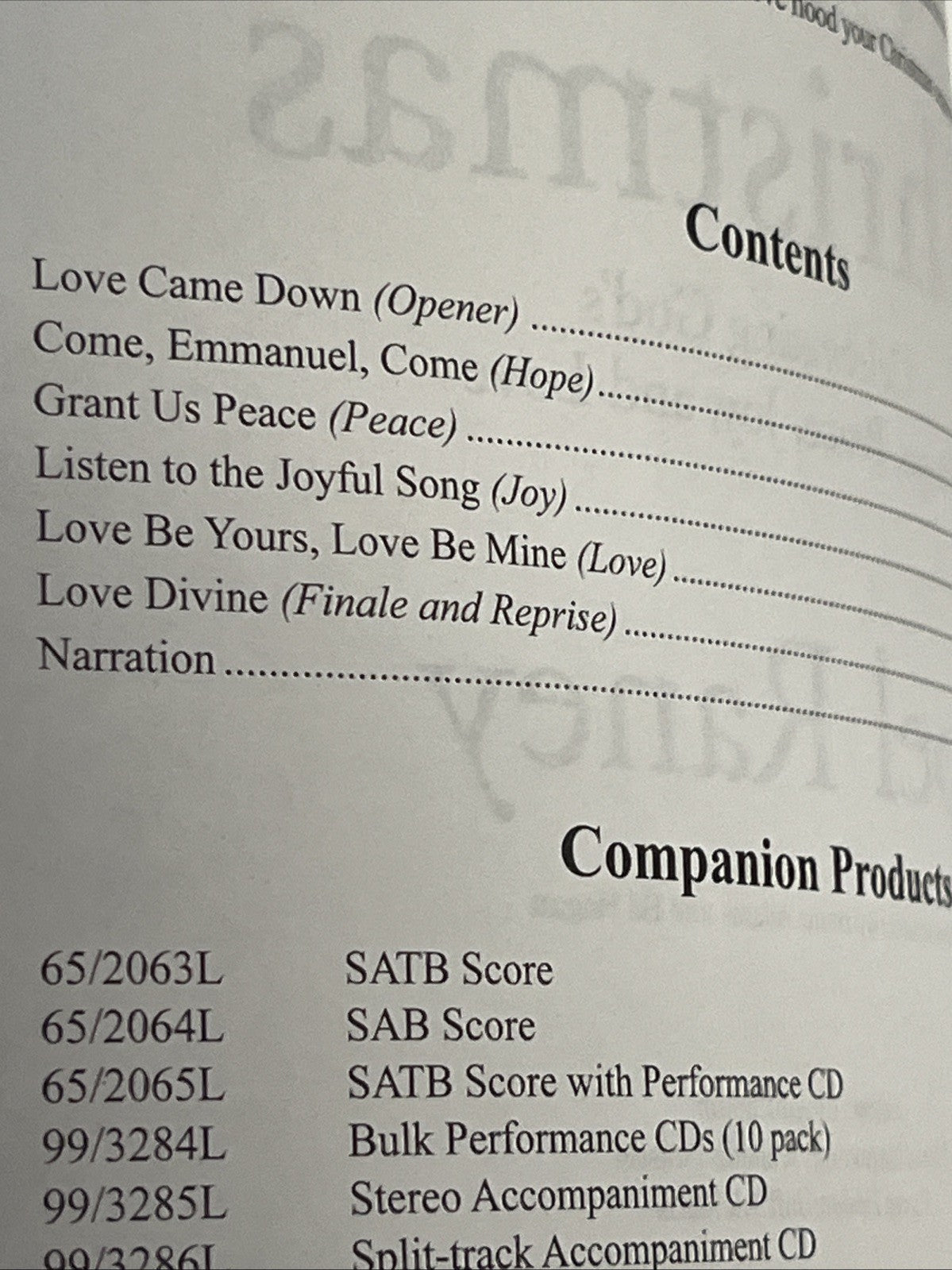 Love Came Down at Christmas - SATB  Celebrating God’s Hope, Peace, Joy