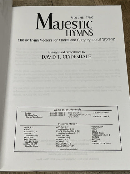 Lot Of 12 Majestic Hymns Volume 2 Arranged and Orchestrated David T. Clydesdale