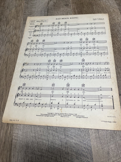 Bad moon rising Words and sheet music By CREEDENCE CLEARWATER REVIVAL - 1 Sheet
