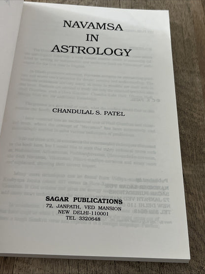 Navamsa In Astrology 1st Edition By Chandulal S Patel Astrology Books 1997