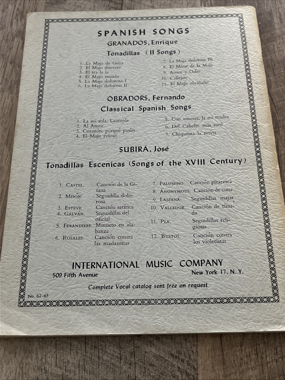 Spanish Songs of 18th Century ( Tonadillaa Escenicas) For Voice & Piano ESP/ EN