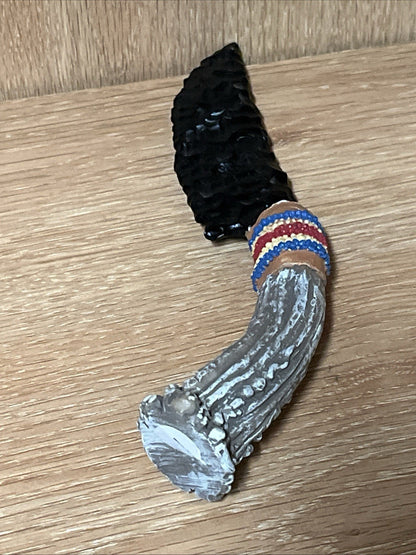 Lava Obsidian,Handmade Winchester Dagger Knife, Wrapped In Bohemian Beads 5”/8”