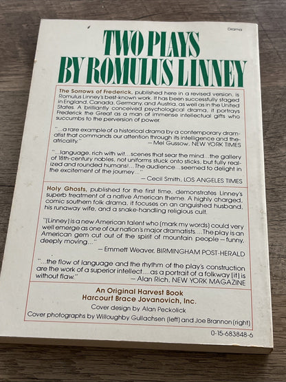 Two Play By Romulus LINNEY, The Sorrows of Frederick & Holy Ghosts 1st Edition