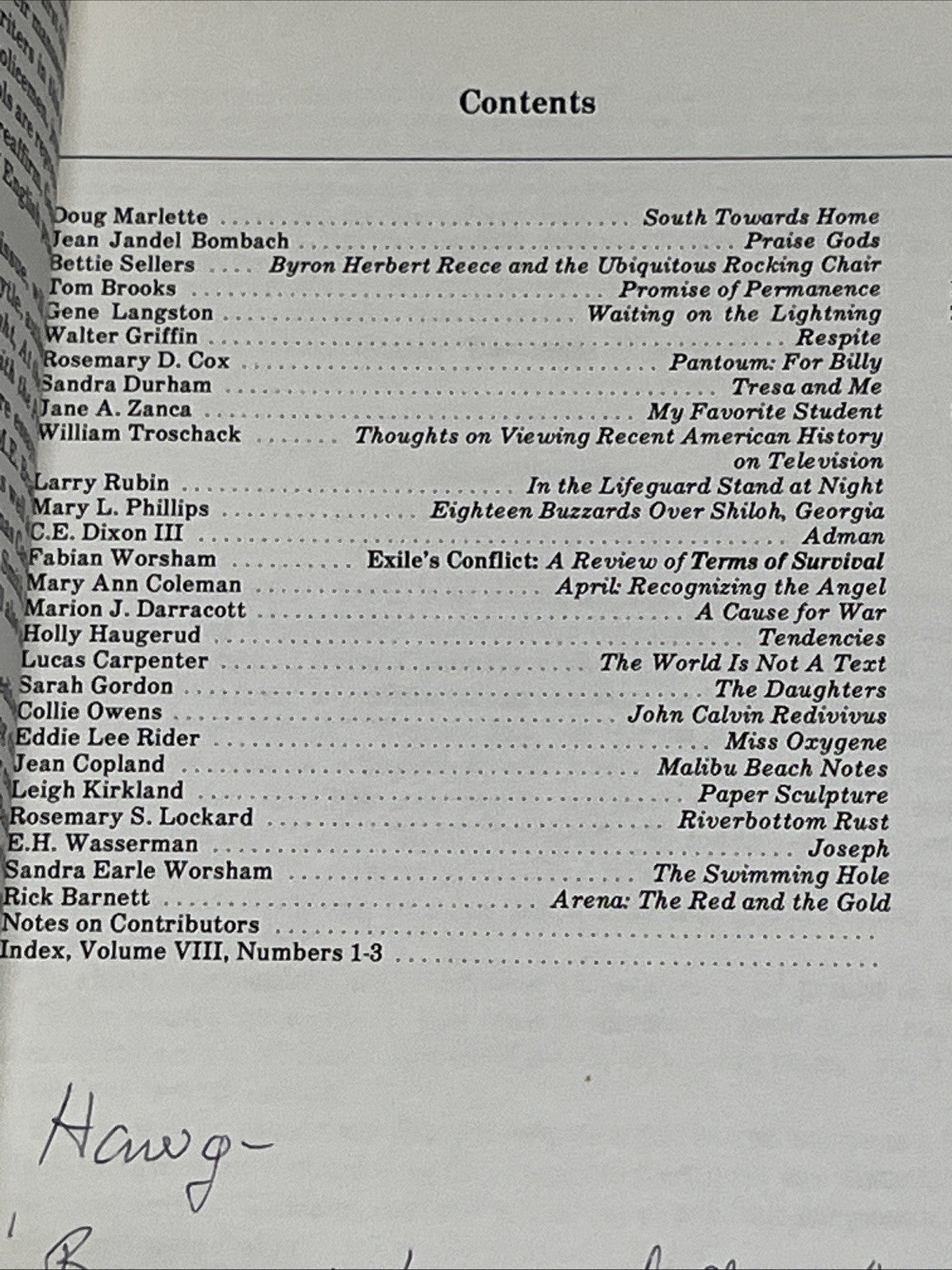 Lamar YORK Chattahoochee Review Volume VIII 8 Number 3 Summer 1988 1st Edition