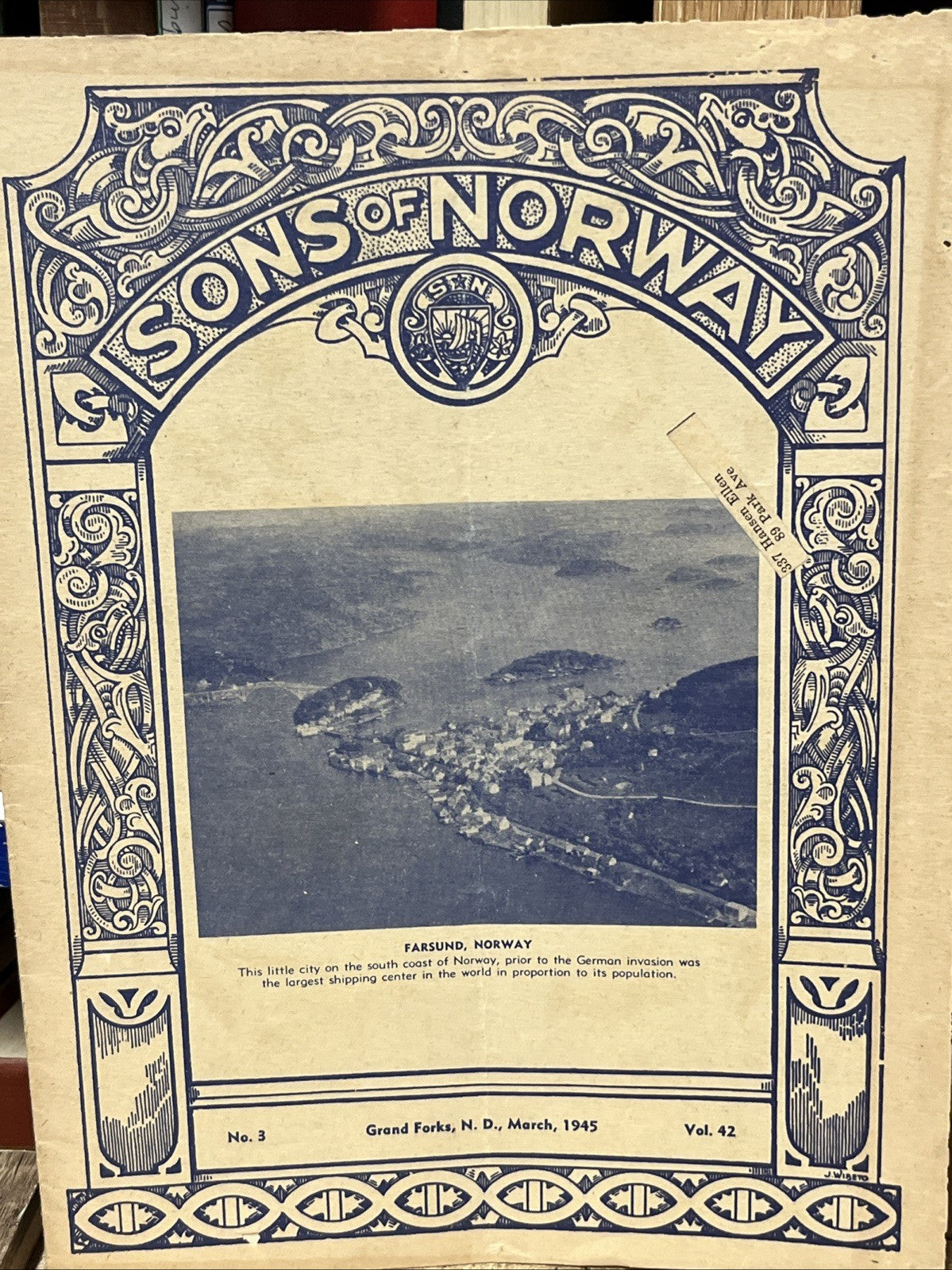 Sons of Norway Pre-Viking Magazines Grand Forks,N.D Feb 1945, No.3  Vol.42