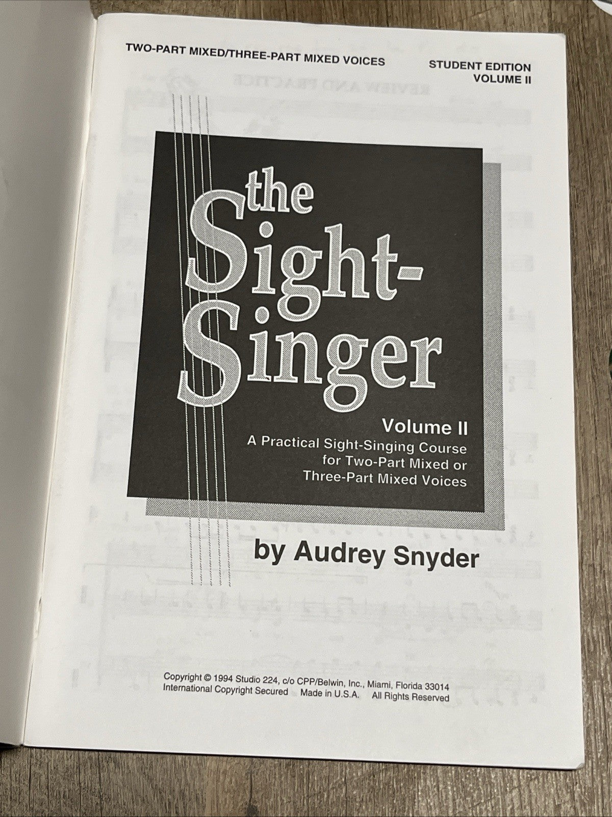 The Sight-Singer for Two-Part Mixed/Three-Part Mixed Voices, Vol 1 &2 Student..