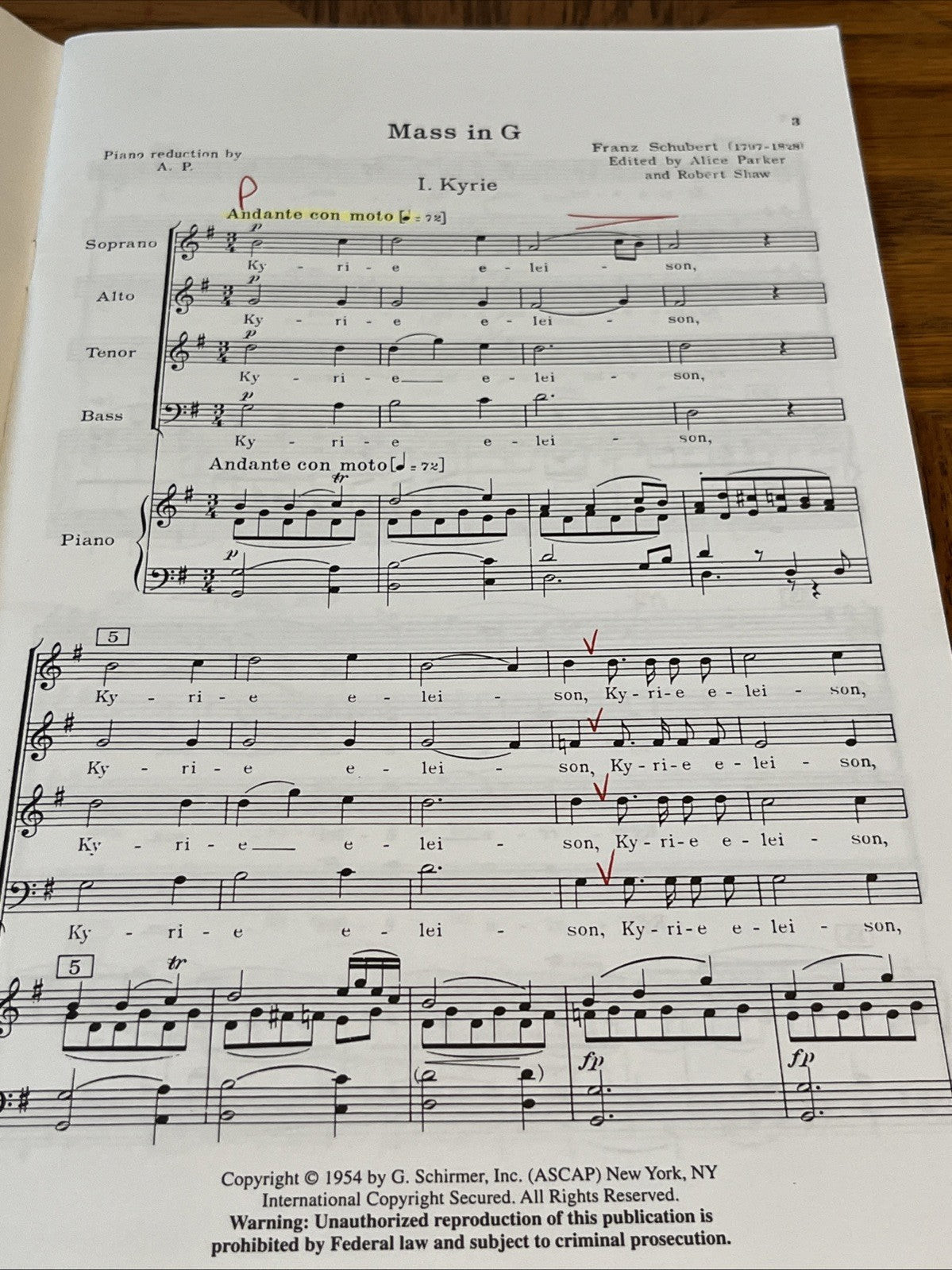 Schubert Mass In G Soprano Tenor Bass Full Chorus Organ Strings 1954