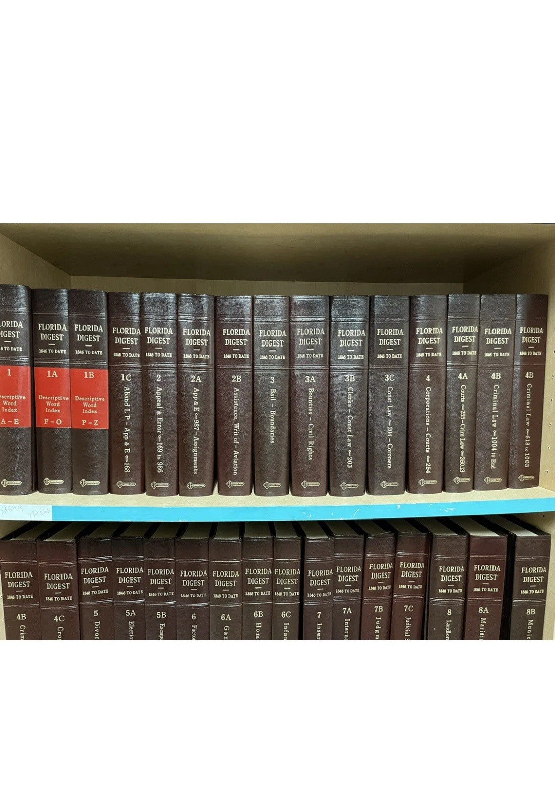 20 Lot Decorative law books; Library Space Office Decoration ;Florida Digest