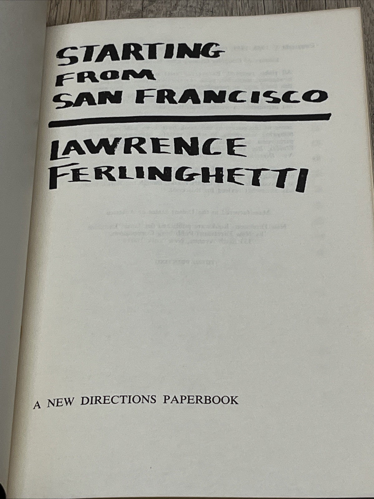 Starting from San Francisco Lawrence Ferlinghetti Paperback Book 1967
