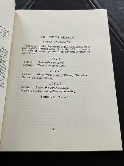 The Fifth Season : A NEW COMEDY IN THREE ACTS  by Sylvia Regan 1953