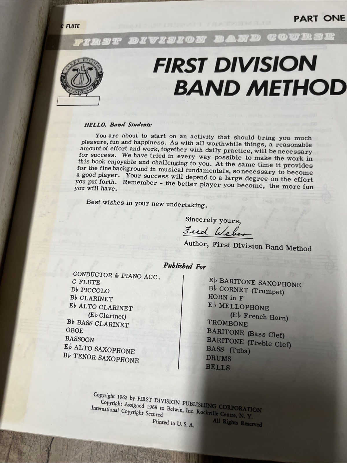 First Division Band Method & Master Method for Band Book One  C-Flute