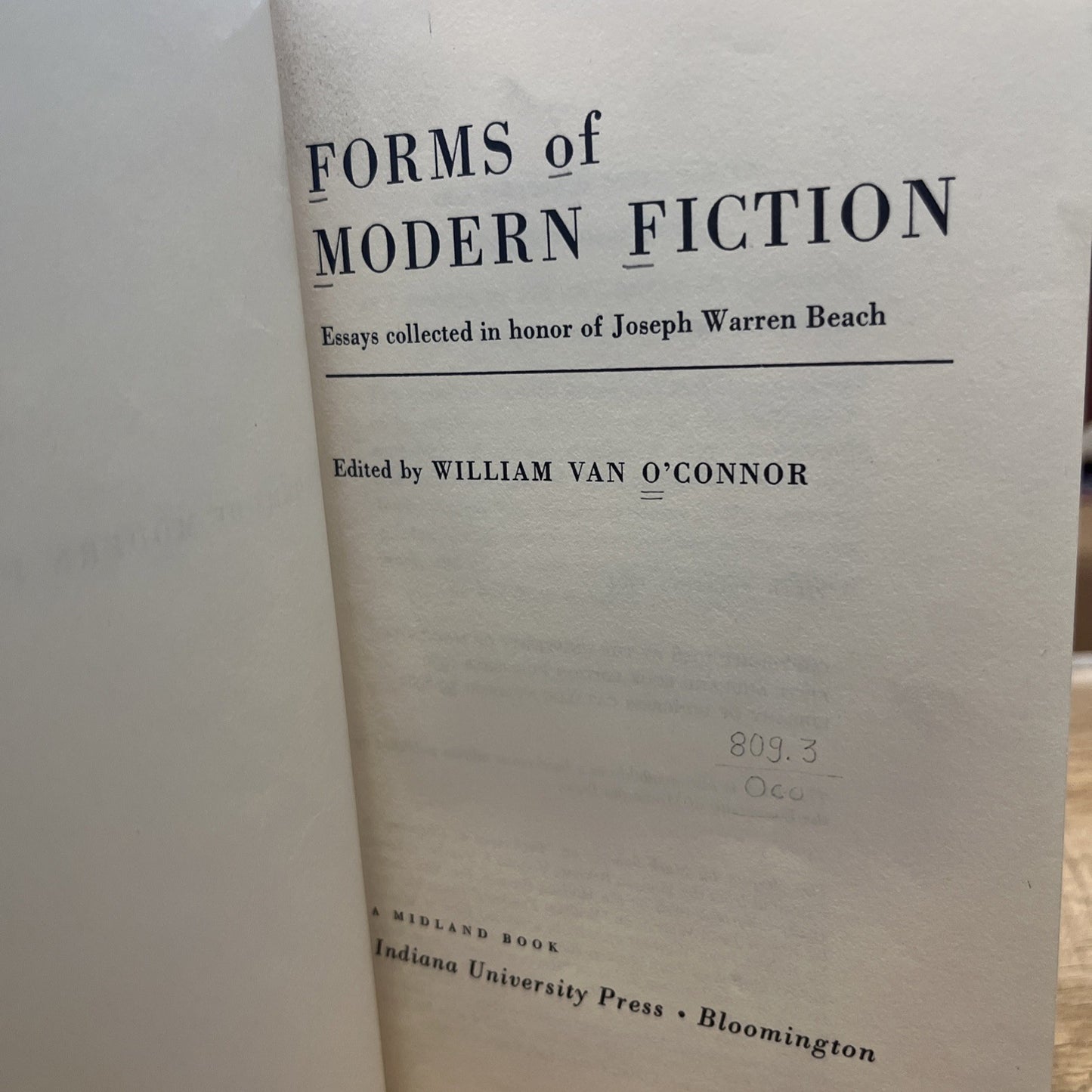 Forms of Modern Fiction edited by William Van O'Conner [1964]