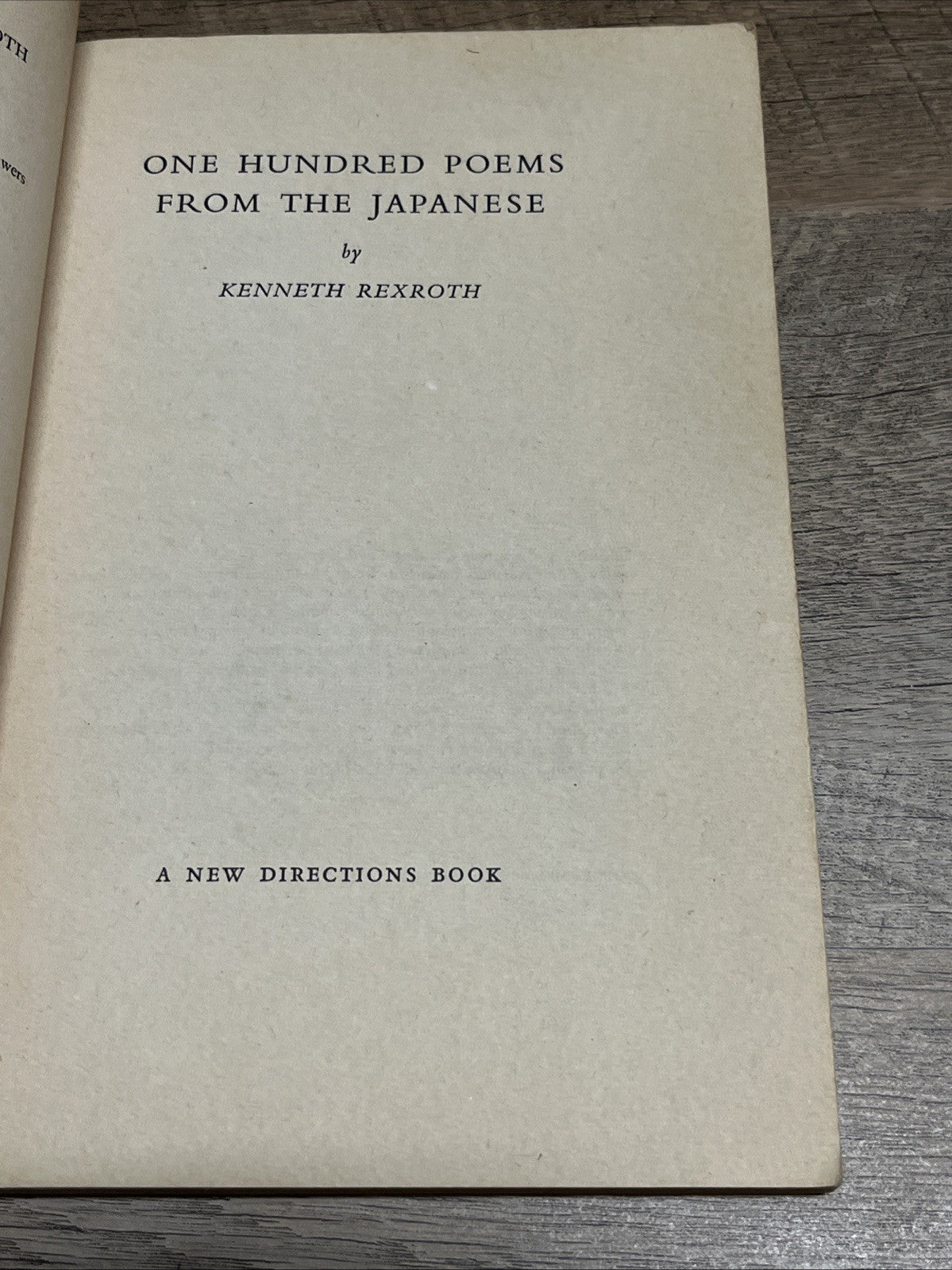 One Hundred Poems from Japanese by Kenneth Rexroth 1964