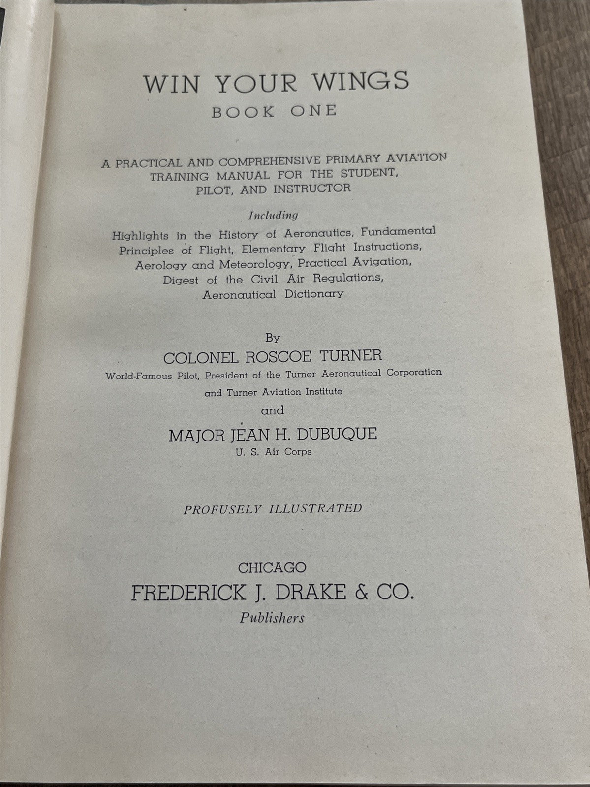 Win Your Wings, Book One By Roscoe Turner HC 1939