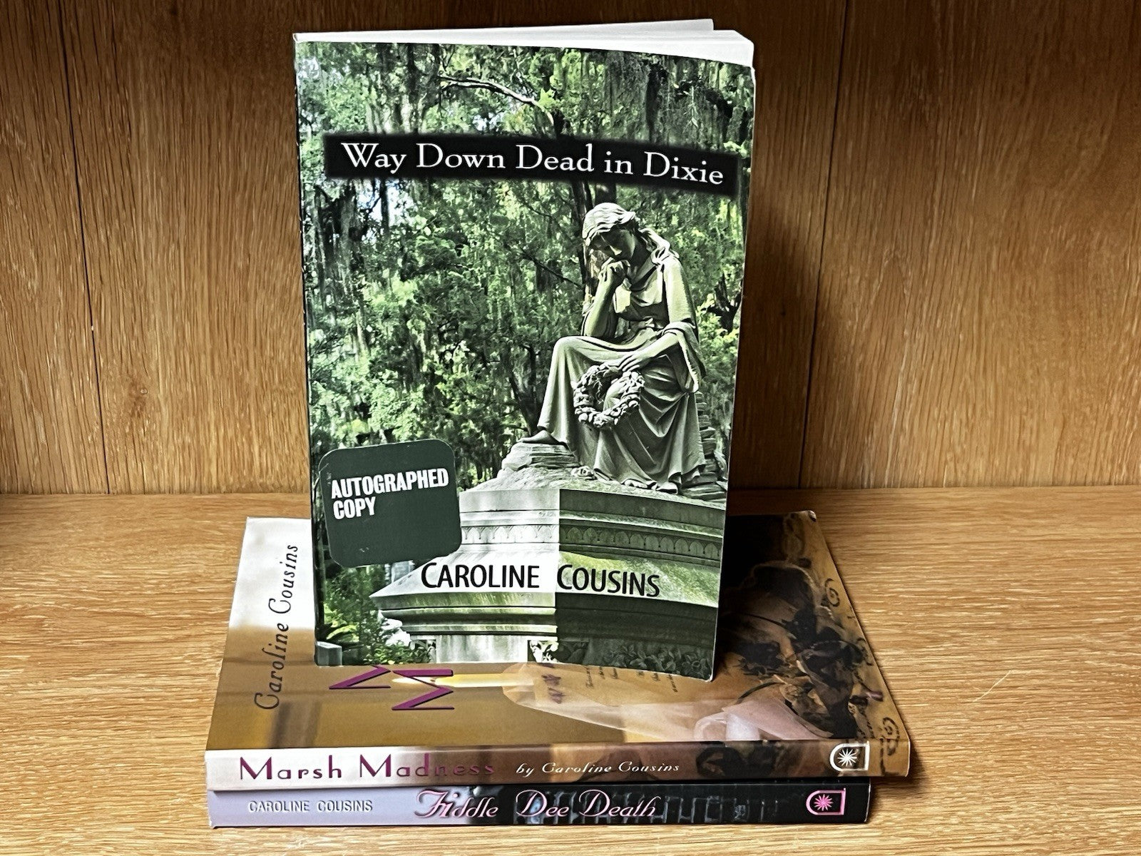 Caroline Cousin 3 Book Lot Dead In Dixie (Signed) Marsh Madness Fiddle Dee Death