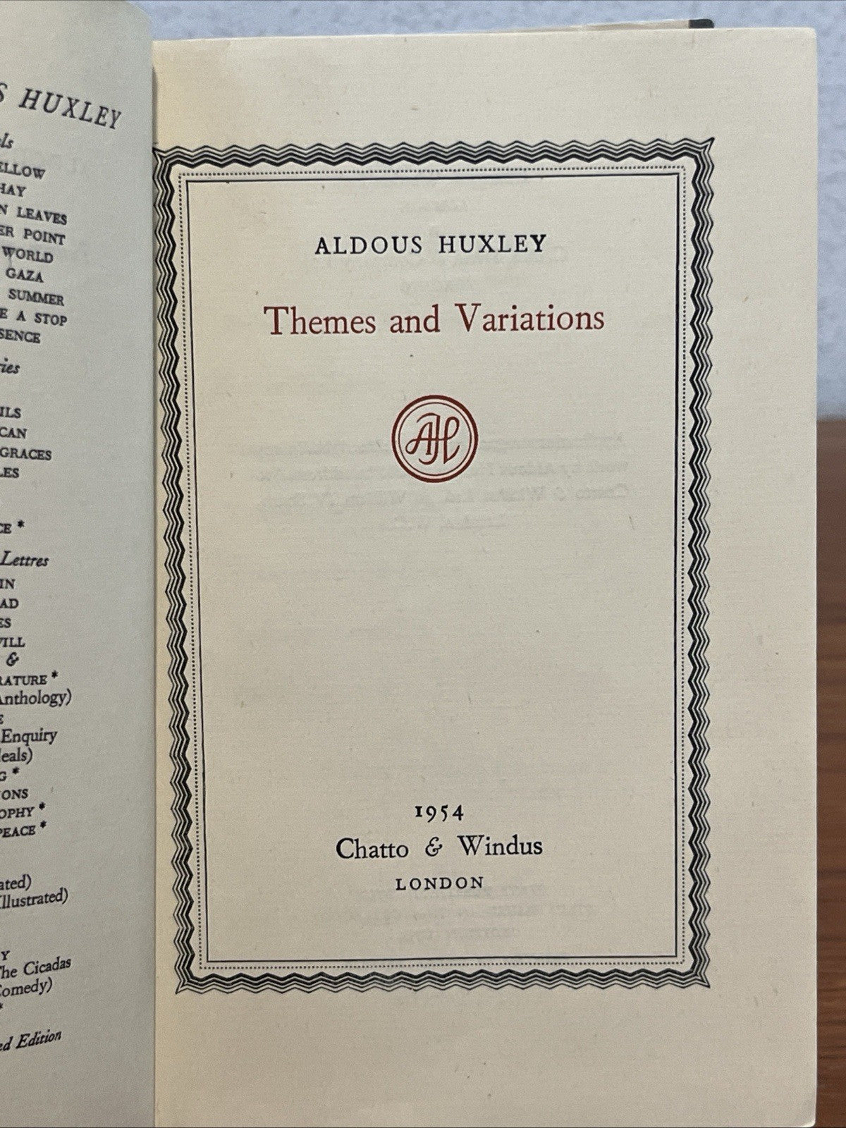 Themes and Variations: Essays- Aldous Huxley, 1954, Chatto Windus, 1st Thus Ed.