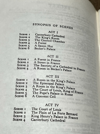 Samuel French BECKET OR THE HONOUR OF GOD: A PLAY IN FOUR ACTS By Jean Anouilh..