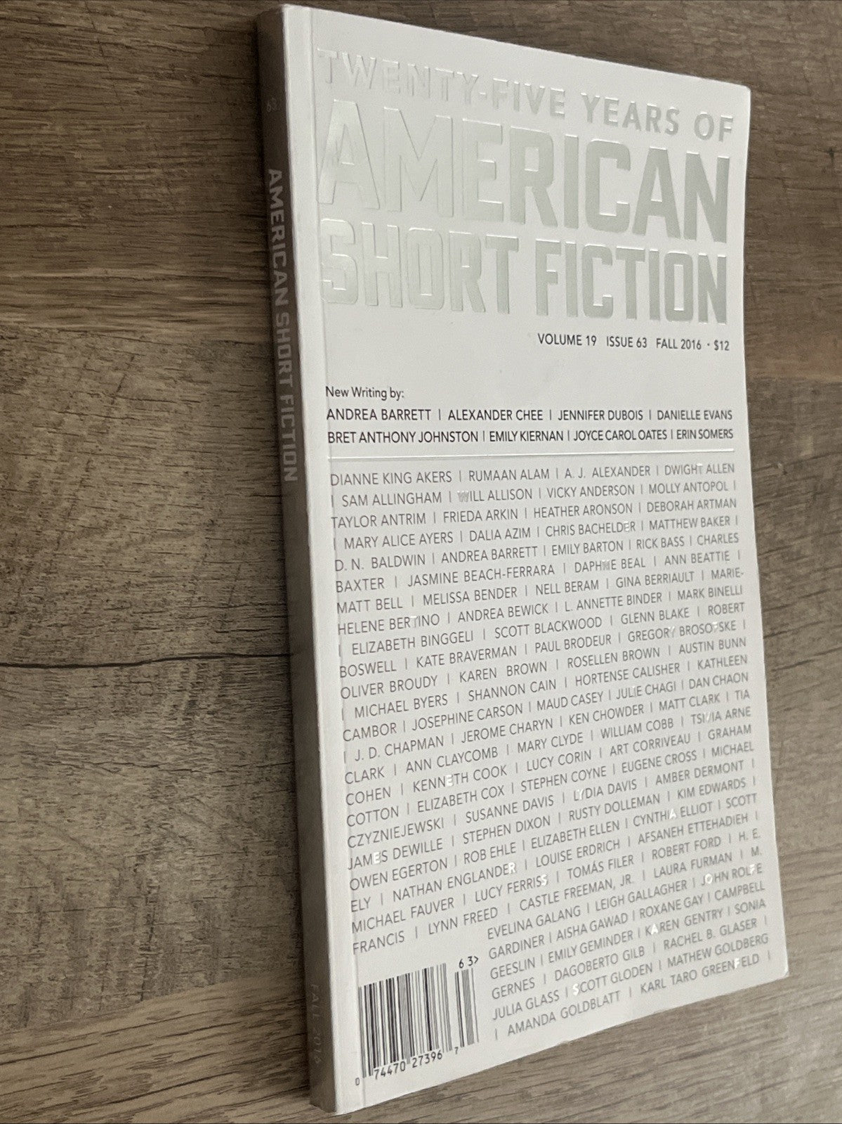 Twenty Five Years of American Short Fiction Issue Volume 19 Issue 63 Fall 2016