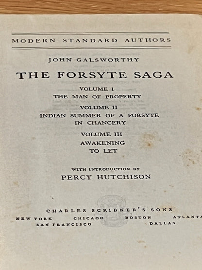 Signed The Forsyte Saga By John Galsworthy Signed Hardcover