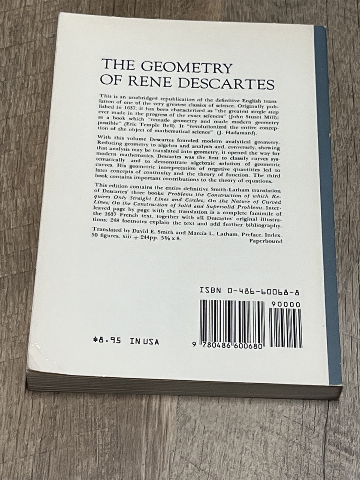 Geometry of Rene Descartes With A Facsimile of The First Ed Dover Ed 1954