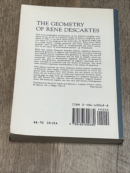 Geometry of Rene Descartes With A Facsimile of The First Ed Dover Ed 1954