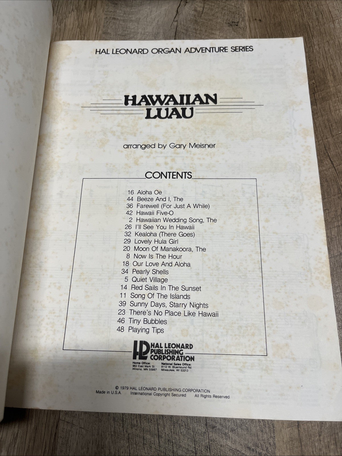 Hal Leonard Organ Adventure Series Hawaiian Luau 1979