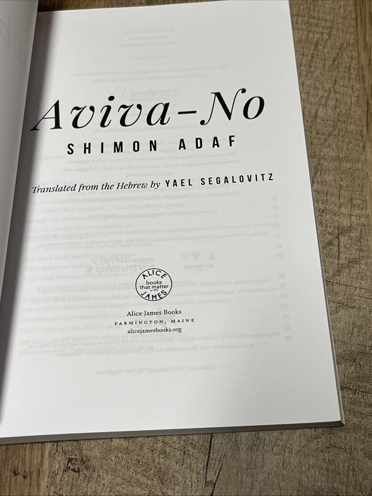 Aviva-No Shimon Adaf ( Translated From Hebrew To English) By Yael Segalovitz