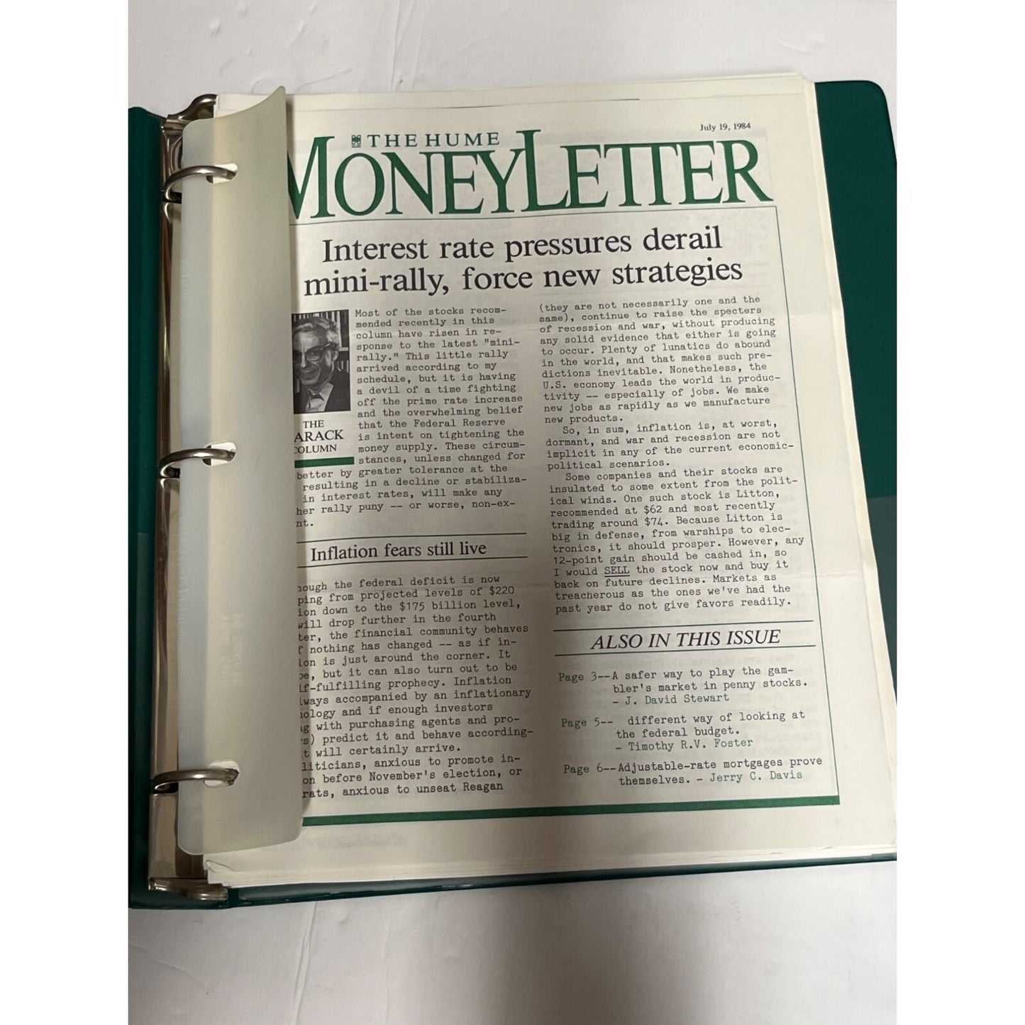 The HUME Money Letter 1984 - 1990