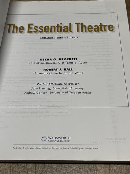Enhanced 10th Edition,The Essential Theatre - Tenth Edition Oscar G. Brockett