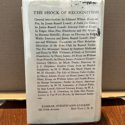 The Shock Of Recognition By Edmund Wilson (1955) Ex Lib