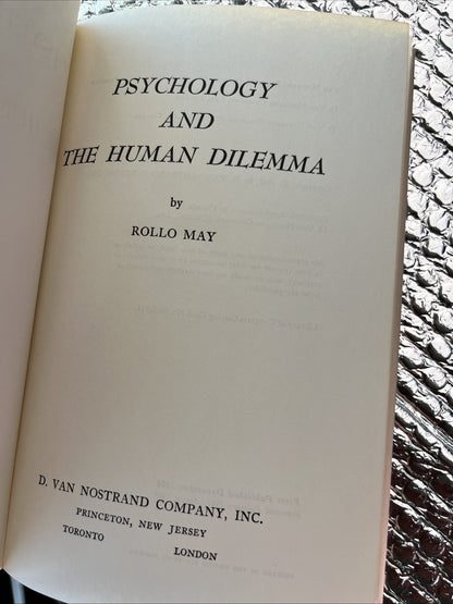 PSYCHOLOGY AND THE HUMAN DILEMMA By Rollo May - Hardcover *Excellent Condition*